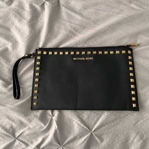 Michael Kors Gold Studded Large Wristlet Purse